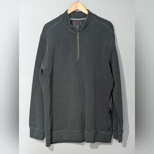 Denver Hayes Men's‎ 2XLT Dark Green Half-Zip Long Sleeve Waffle Knit Sweater